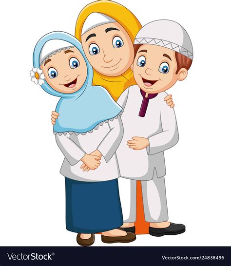 Muslim Mother With Son And Daughter Royalty Free Vector