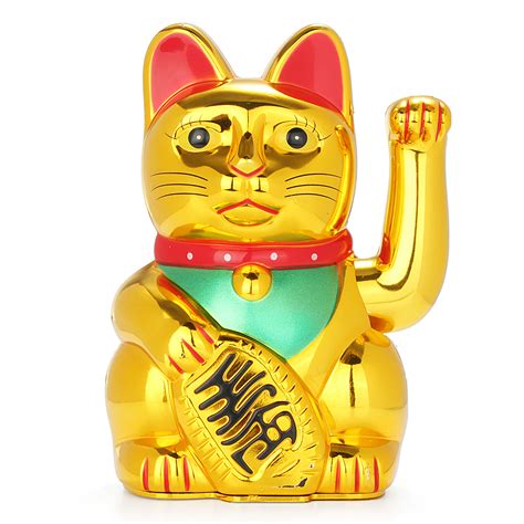 6″ Chinese Lucky Waving Hand Maneki Neko Gold Fortune Feng Shui Cat