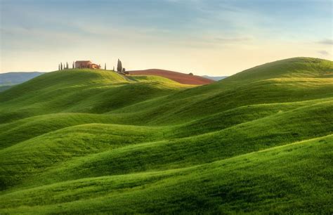 Landscape Italy Hill Nature Grass Field Green Tuscany Plateau