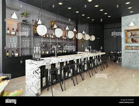 Modern Restaurant Interior Design 3d Rendering Concept Stock Photo Alamy