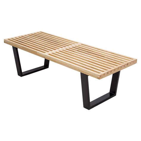 Leisuremod Mid Century Inwood Platform Bench In Natural Wood 4 Feet