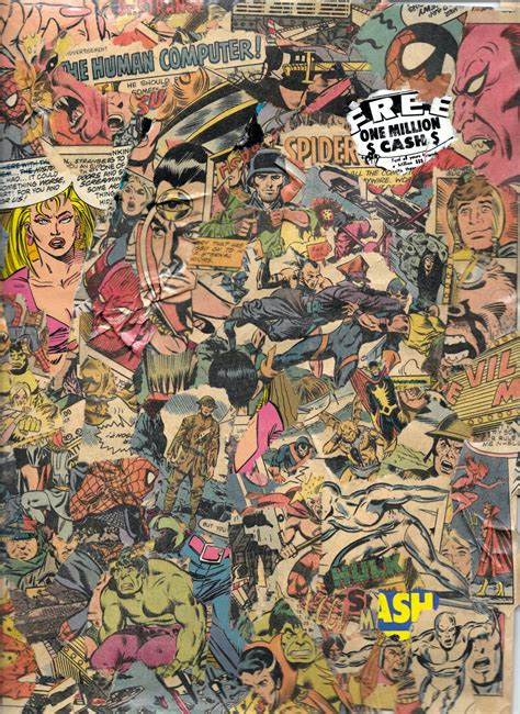 Vintage Marvel Comic Book Collage Wall Art Print Retro Etsy