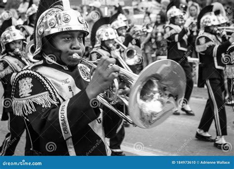 A High School Trumpet Player Marches In Orpheus Parade Editorial Image