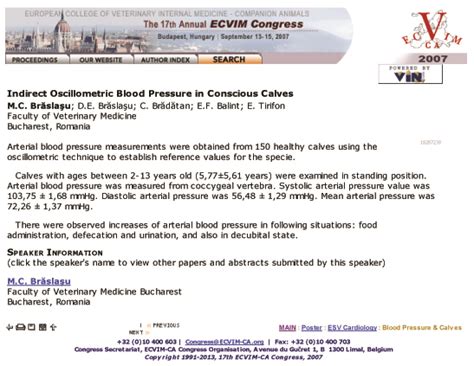 Cardiologie Veterinara Blood Pressure In Calves