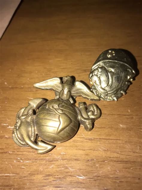 Original Wwii Usmc Marine Corps Ega Eagle Globe Anchor Pin Cap Hat