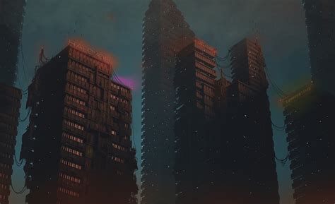 Wallpaper Artwork Cityscape Building Science Fiction Dark