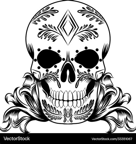 Day Of The Dead Skulls Black And White Tattoos