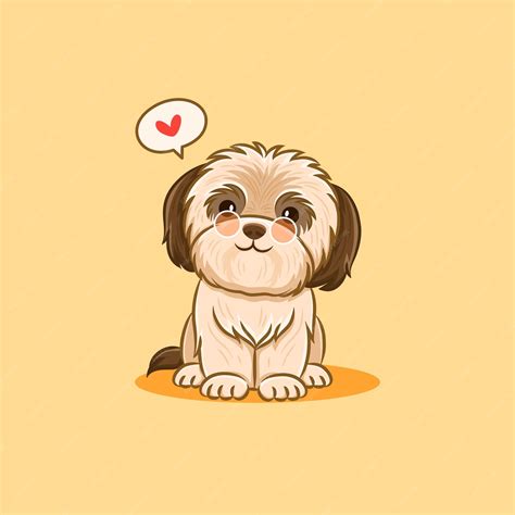 Premium Vector Cute Shih Tzu Dog Puppy Sitting Cartoon Vector