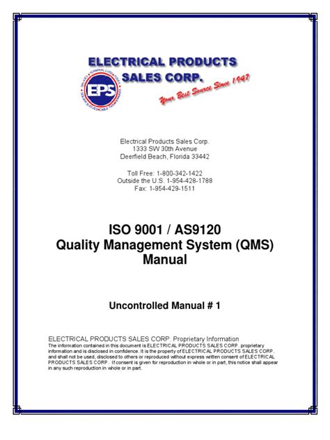 Qms Manual As9120 Quality Management System Audit