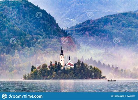 Iconic Bled Scenery Traditional Wooden Boats Pletna At Lake Bled