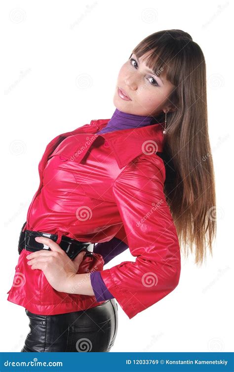 Beautiful Smiling Woman In Leather Pants Stock Image Image Of Person