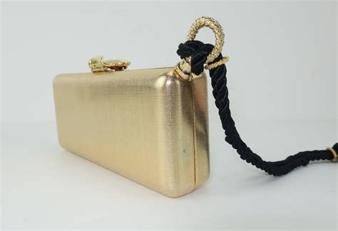 Elizabeth Arden Gold Metal Box Clutch Handbag Circa 1980 At 1stdibs