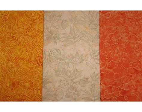 3 Yards Batik Fabric Orange Beige Yellow Tone On Tone