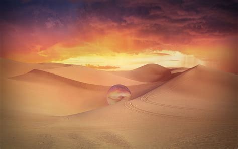 Download Wallpaper 3840x2400 Desert Dunes Crystal Ball Sand Clouds