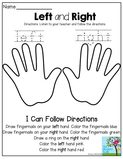 Learning Left And Right Hands And Following Directions Kindergarten