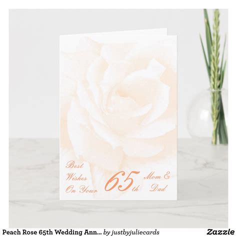 Peach Rose 65th Wedding Anniversary Card Zazzle Wedding Anniversary