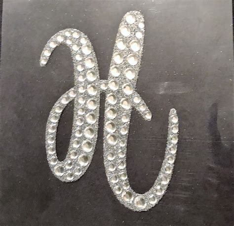 Large Silver Glitter And Clear Rhinestone Cursive Letter Etsy