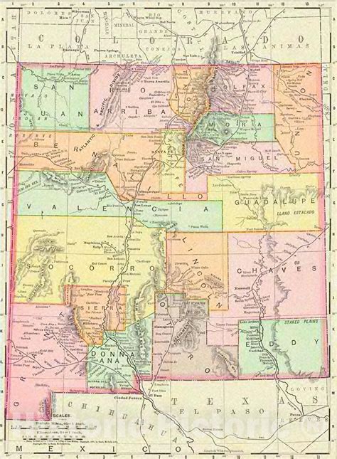Historic Map 1898 Rand Mcnallys New Map Of New Mexico Vintage Wall
