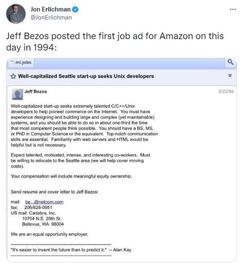 Amazon Job Posting By Jeff Bezos From 1994 Is Perfect Example Of How