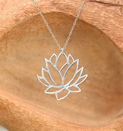 Silver Lotus Necklace Sterling Silver Lotus Jewelry Etsy