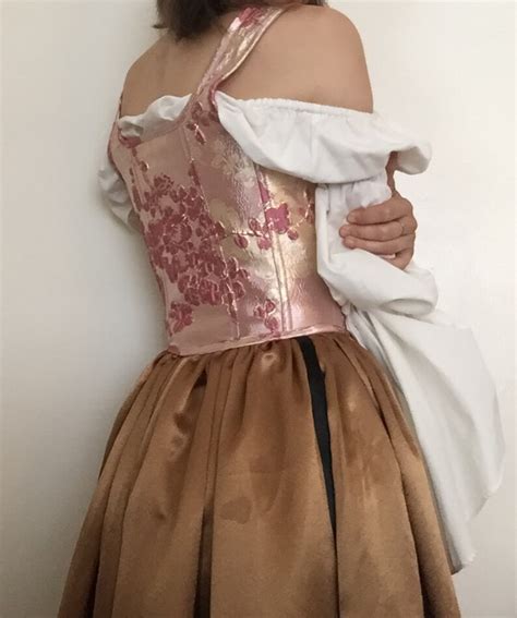 peasant bodice renaissance corset floral cherry blossom pink etsy