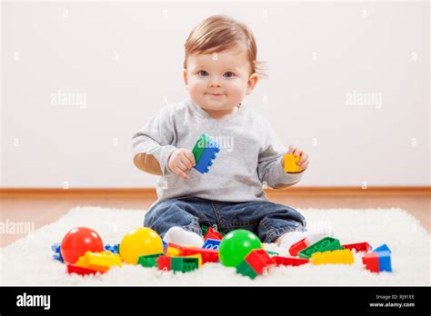 Little Boy Playing With Blocks Stock Photo Alamy