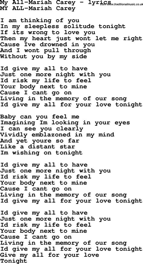 Love Song Lyrics Formy All Mariah Carey