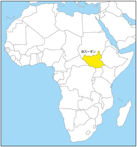 南スーダンの国旗と地図