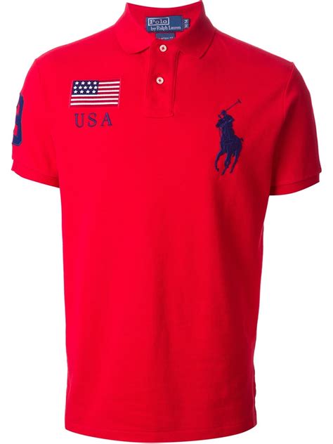 Polo Ralph Lauren Big Logo Embroidered Polo Shirt In Red For Men Lyst