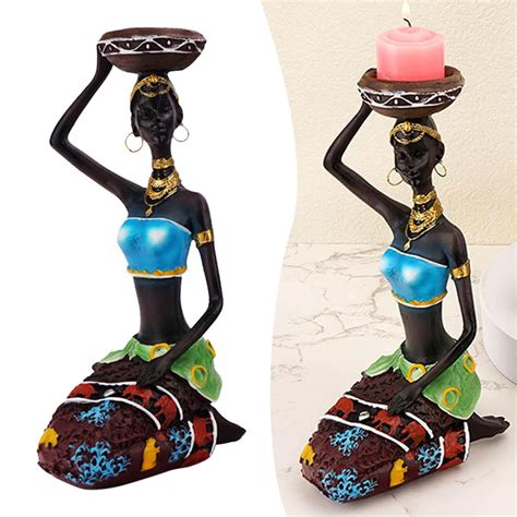 Creative African Women Statues Candlestick Tea Lights Candleholder