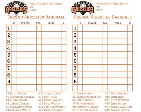 Custom Baseball Lineup Cards Etsy