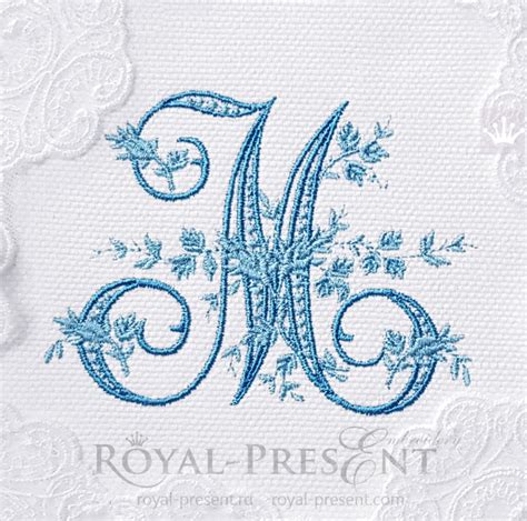 Machine Embroidery Design Monogram M Vintage Floral Monograms Royal