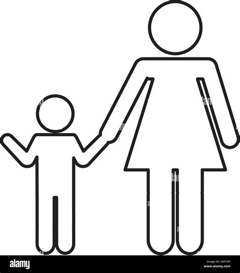 Mother With Son Silhouette Isolated Icon Stock Vector Image And Art Alamy