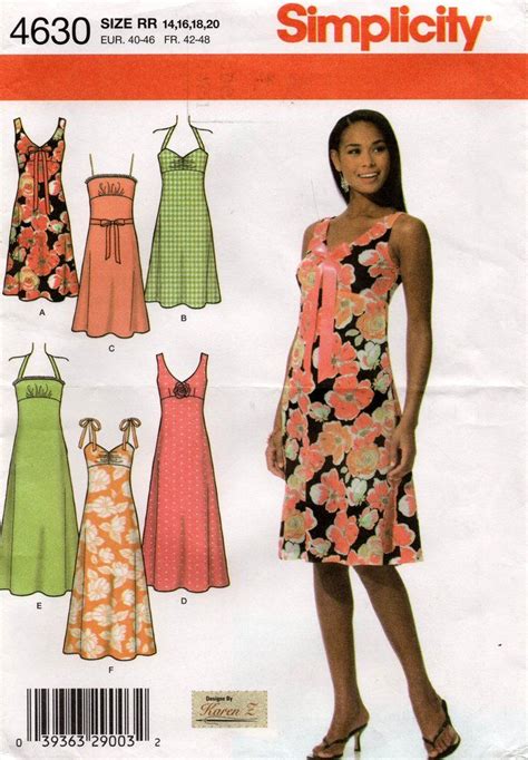 Simplicity 4630 Womens Halter Or Strappy Sun Dress Oop Sewing Pattern