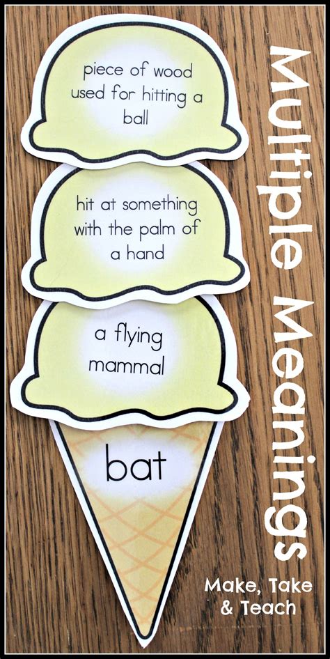 Multiple Meaning Ice Cream Cones Fun For Centers Teaching Vocabulary