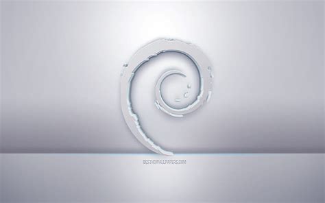 Debian 3d White Logo Gray Background Debian Logo Creative 3d Art