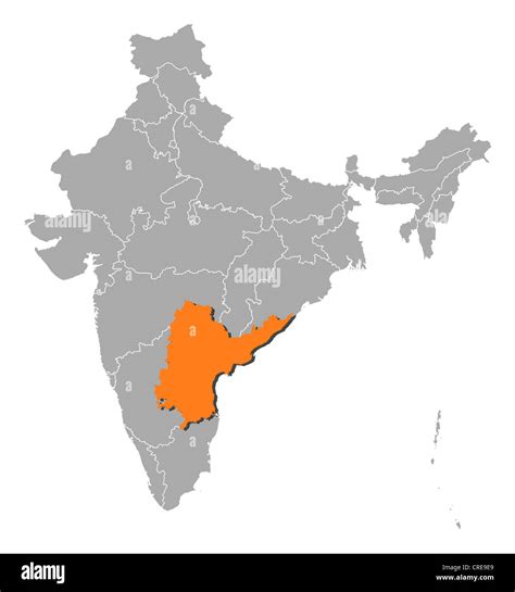 Political Map Of India With The Several States Where Andhra Pradesh Is