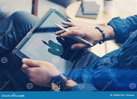 Businessman Holding Tablet On Hand And Using Electronic Pen While