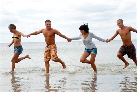 Friends Having Fun At The Beach Stock Photo Image