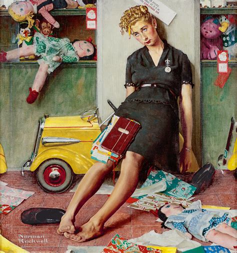 norman rockwell tired salesgirl on christmas eve [1947] flickr