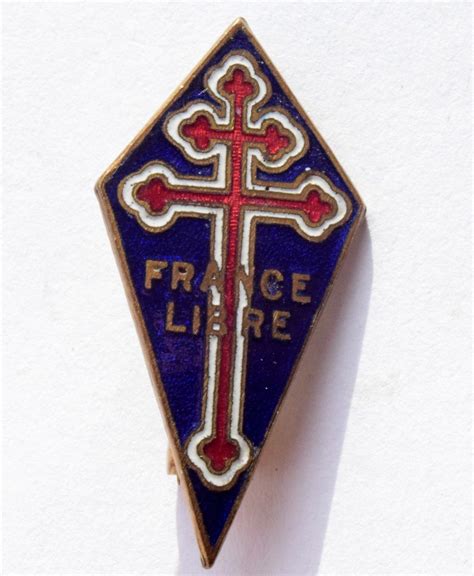 Wwii Free French Cross Lorraine Charles De Gaulle Libre Badge Reg No
