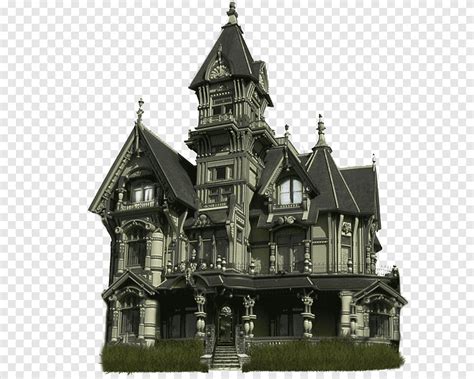 Hunted House 2 Gray And Black Gothic House 3d Model Png Pngegg