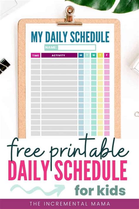 Free Printable Daily Schedule For Kids Rytedynamic