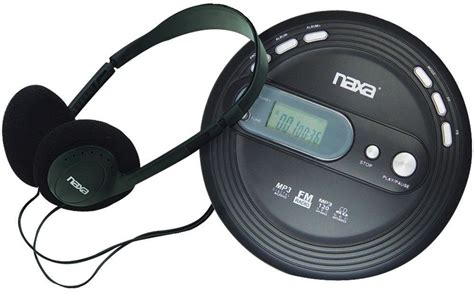 Naxa Slim Personal Mp3cd Player With Fm Radio Black Headphones Cd