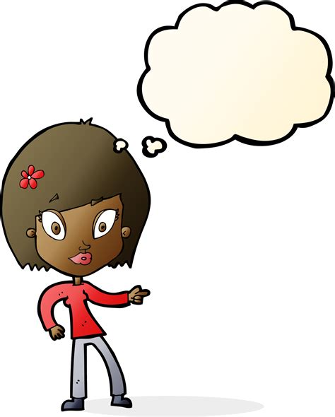 Cartoon Pretty Woman Pointing With Thought Bubble 36493552 Png