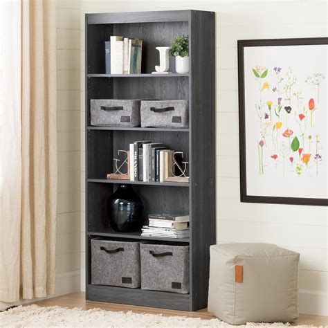 Axess 5 Shelf Bookcase Gray Oak