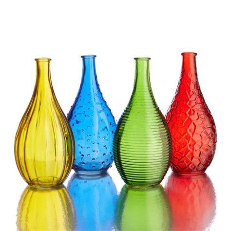Shop Style Setter Small Gems Colored Glass Vases Set Of 4 Overstock 10341750
