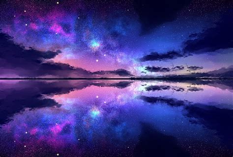 Artistic Reflection Cloud Milky Way Nature Night Ocean Stars Hd