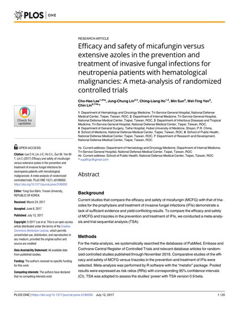 Pdf Efficacy And Safety Of Micafungin Versus Extensive Azoles In The