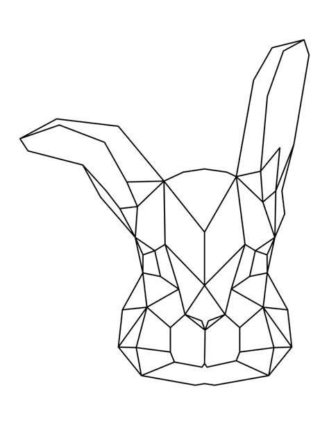 Printable Geometric Rabbit Head Coloring Page